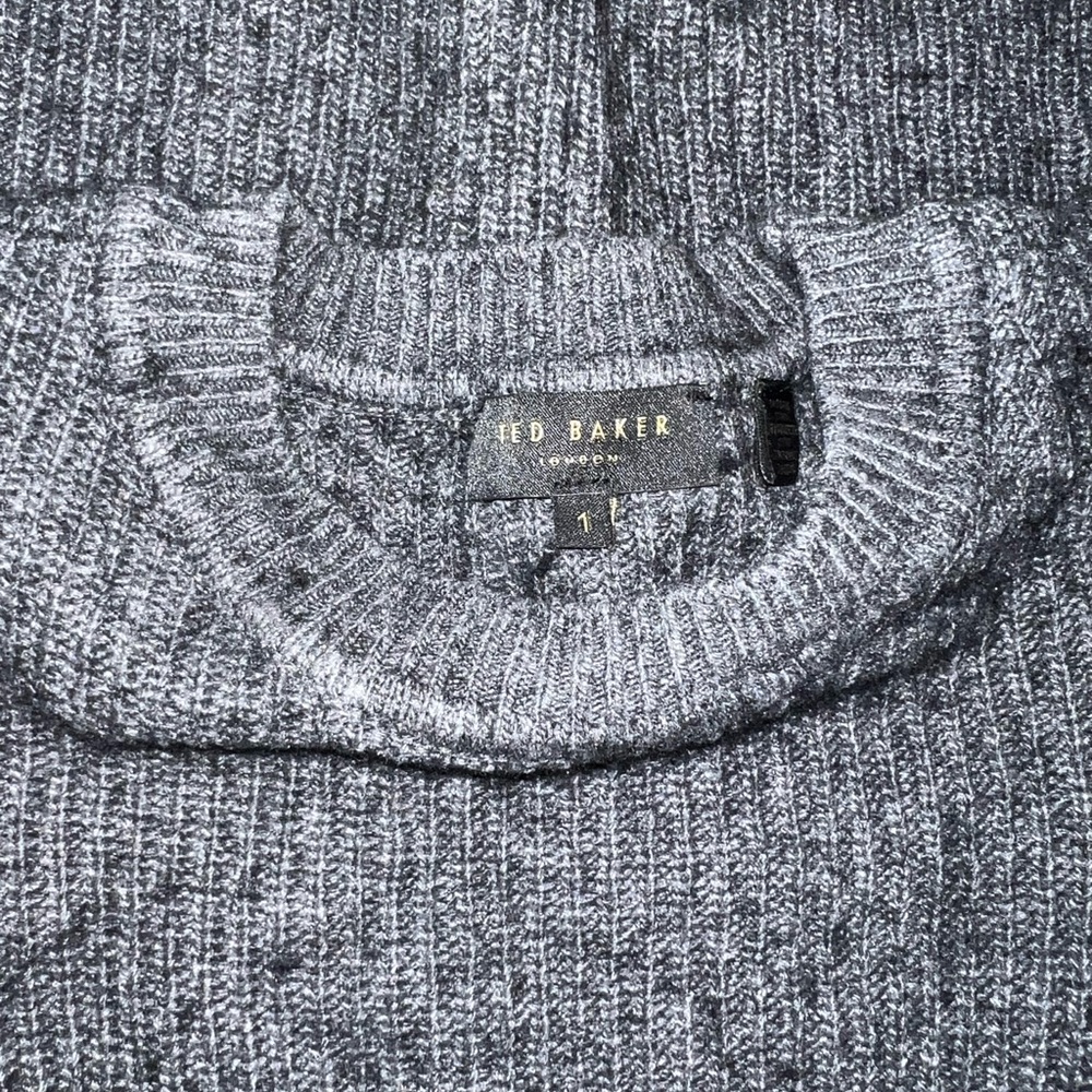 Ted Baker Charcoal Gray Puff-Sleeve Knit Midi Dress - Picture 5 of 5